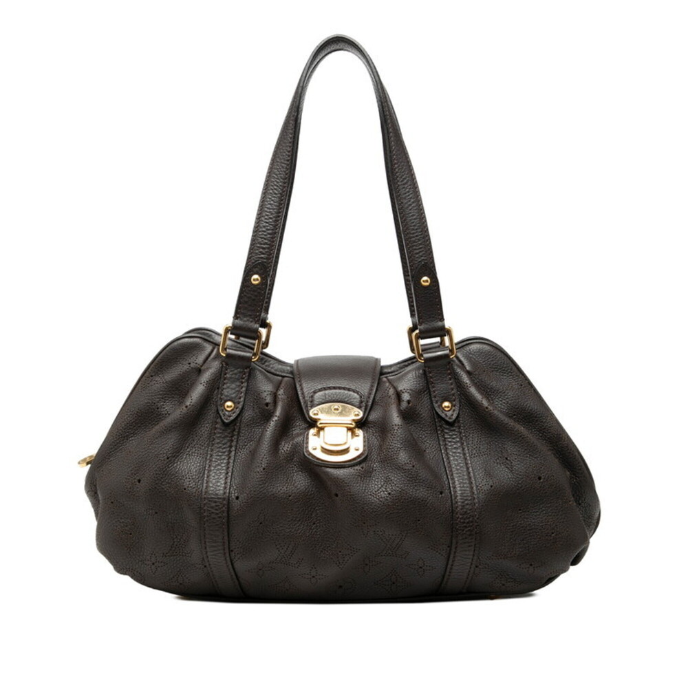 Louis Vuitton Monogram Mahina Lunar PM Handbag M97051 Chocolate Brown Leather...